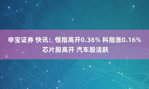 申宝证券 快讯：恒指高开0.36% 科指涨0.16% 芯片股高开 汽车股活跃
